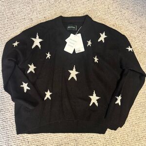 Zadig & Voltaire Black Cashmere Markus Star Pattern Sweater SIZE SMALL NWT